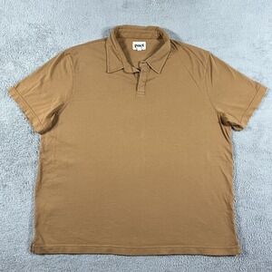 Pact Polo Shirt Mens XL Burnt Orange Organic Cotton Stretch Button